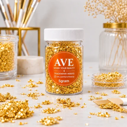 Gold Leaf Foil Flakes 5grams - Metallic Craft Foil for Resin Art, Alcohol Ink & DIY Projects - AVE Spark Your Beauty - Image 3