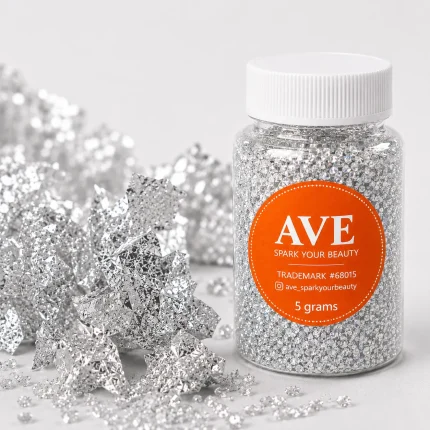 Silver Leaf Foil Flakes 5gm - Metallic Craft Foil for Resin Art, Alcohol Ink & DIY Projects | AVE Spark Your Beauty - Image 3